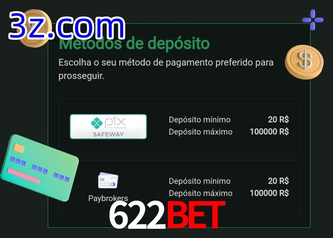 O cassino 622Bet oferece uma grande variedade de métodos de pagamento